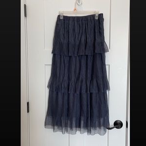 Midi tiered ruffle skirt